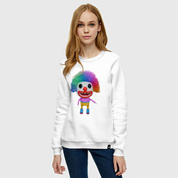 Свитшот хлопковый женский Cartoon clown colorful, цвет: белый — фото 2