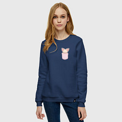 Свитшот хлопковый женский FoxINy in pocket, цвет: тёмно-синий — фото 2