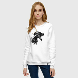 Свитшот хлопковый женский Мощный ксеноморф, цвет: белый — фото 2