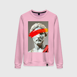 Свитшот хлопковый женский Античная статуя с красным штрихом, цвет: светло-розовый