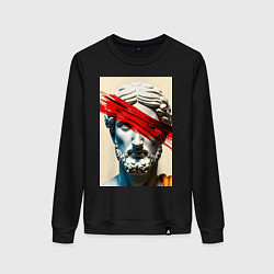 Свитшот хлопковый женский Штрих на античной статуе, цвет: черный