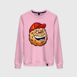 Свитшот хлопковый женский Печенье в кепке, цвет: светло-розовый