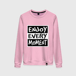 Свитшот хлопковый женский Наслаждаться каждым моментом, цвет: светло-розовый