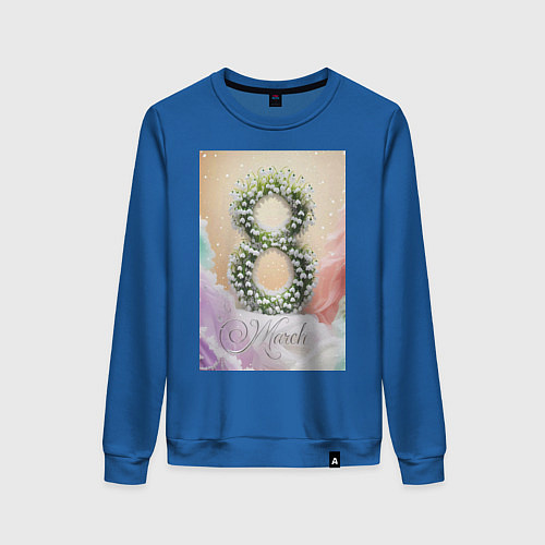 Женский свитшот Ландыши на 8 марта / Синий – фото 1