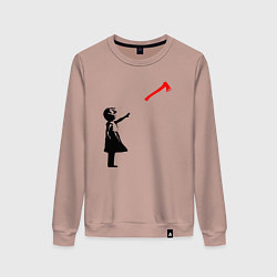 Свитшот хлопковый женский Девочка и топор, цвет: пыльно-розовый