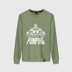 Свитшот хлопковый женский Арнольд Шварценеггер - качалка, цвет: авокадо