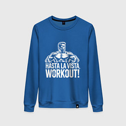 Свитшот хлопковый женский Arnold - hasta la vista workout, цвет: синий