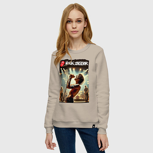 Женский свитшот Мик Джагер - Роллинг Стоунз / Миндальный – фото 3