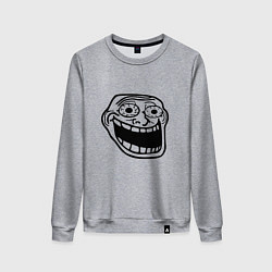 Свитшот хлопковый женский Омега тролл фейс мем, цвет: меланж