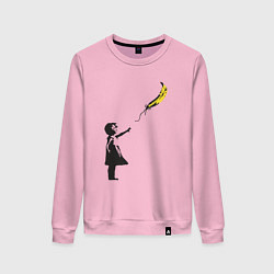 Свитшот хлопковый женский Девочка и банан, цвет: светло-розовый