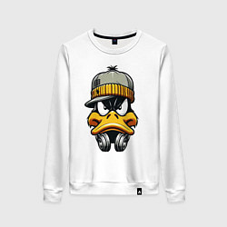 Свитшот хлопковый женский Duffy Duck in headphones, цвет: белый