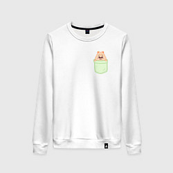 Свитшот хлопковый женский Han quokka in pocket, цвет: белый