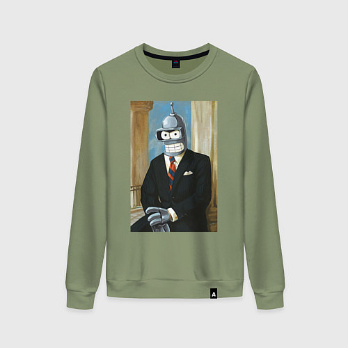 Женский свитшот Картина - бендер в пиджаке / Авокадо – фото 1