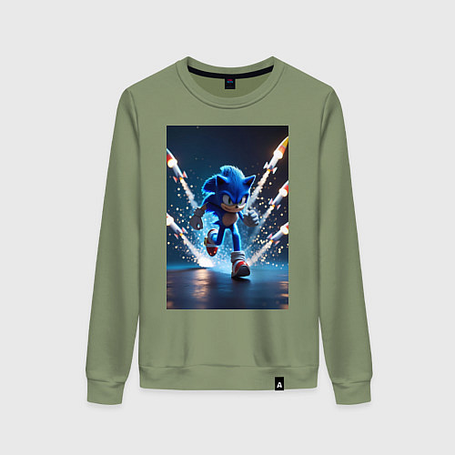 Женский свитшот Соник убегает от ракет / Авокадо – фото 1