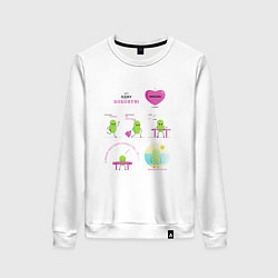 Свитшот хлопковый женский Комикс про семечку, или история одной бобовой, цвет: белый