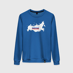 Свитшот хлопковый женский Россия карта, цвет: синий