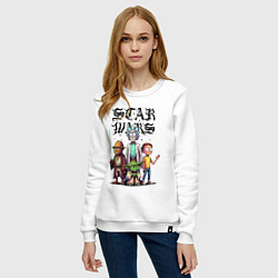 Свитшот хлопковый женский Yoda and Chewbacca are friends of Rick and Morty -, цвет: белый — фото 2