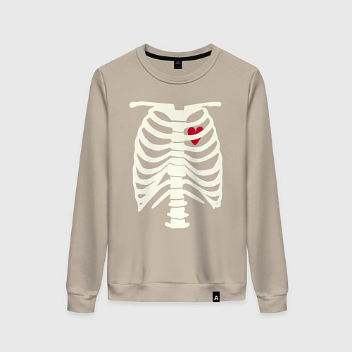 Женский свитшот Сердце в скелете / Миндальный – фото 1