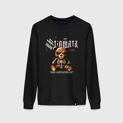 Женский свитшот Stigmata на фоне медвежонка зомби / Черный – фото 1