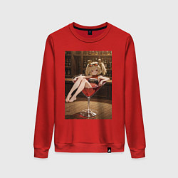 Свитшот хлопковый женский Burnice White в бокале Zenless Zone Zero, цвет: красный