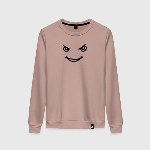 Женский свитшот Хитрый злобный смайлик / Пыльно-розовый – фото 1