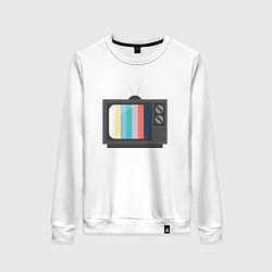 Свитшот хлопковый женский Old television, цвет: белый