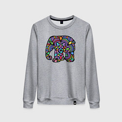 Свитшот хлопковый женский Цветной слоник, цвет: меланж