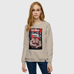 Свитшот хлопковый женский Blood sport - Bolo Yeung, цвет: миндальный — фото 2