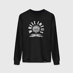 Свитшот хлопковый женский Белый лотос границы стираются с тенями, цвет: черный