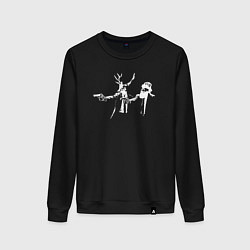 Свитшот хлопковый женский Новогоднее чтиво, цвет: черный