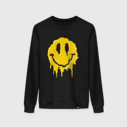 Свитшот хлопковый женский Dripping smile, цвет: черный