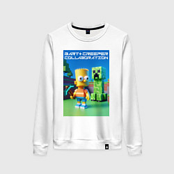 Свитшот хлопковый женский Bart and Creeper - collaboration ai art, цвет: белый