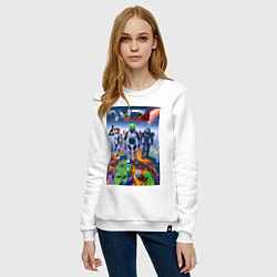 Свитшот хлопковый женский Mass effect and Minecraft - ai art collaboration, цвет: белый — фото 2