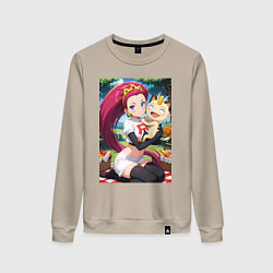 Свитшот хлопковый женский Джесси и Мяут на пикнике, цвет: миндальный