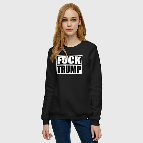 Женский свитшот Trump fuck / Черный – фото 3