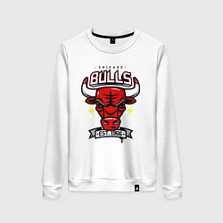 Свитшот хлопковый женский Chicago bulls head, цвет: белый