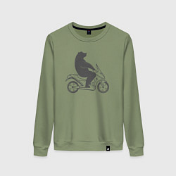 Свитшот хлопковый женский Мишка на мотоцикле, цвет: авокадо