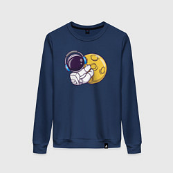 Свитшот хлопковый женский Музыкальная луна, цвет: тёмно-синий