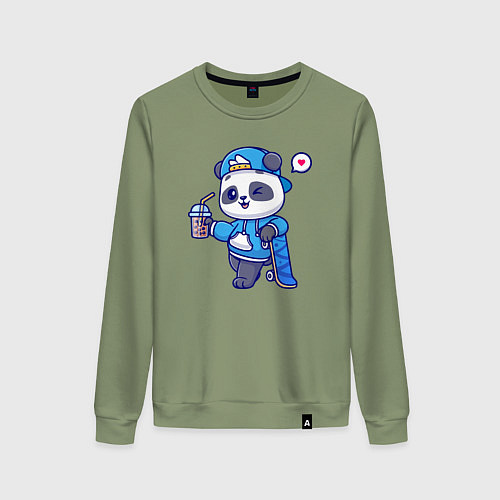 Женский свитшот Скейтер панда / Авокадо – фото 1