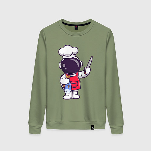 Женский свитшот Повар космонавт с рыбкой / Авокадо – фото 1