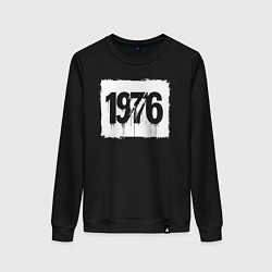 Свитшот хлопковый женский 1976 год в стиле трафаретной печати, цвет: черный