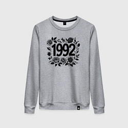 Свитшот хлопковый женский Розы и год 1992, цвет: меланж