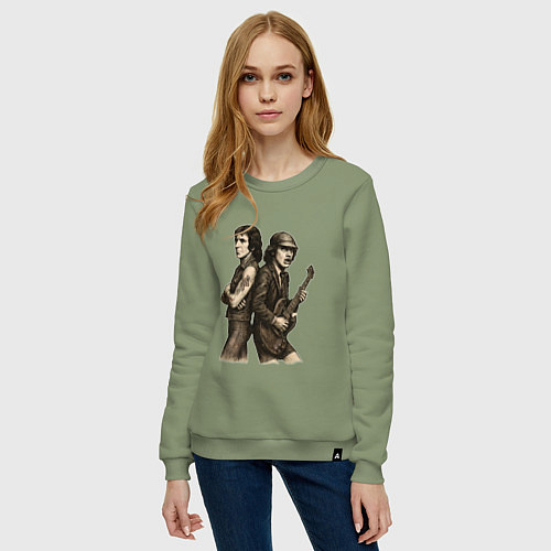 Женский свитшот ACDC спинами друк к другу / Авокадо – фото 3