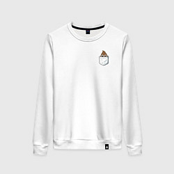 Свитшот хлопковый женский Карманная какашка, цвет: белый