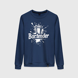 Свитшот хлопковый женский Бармен коктейльный шейкер, цвет: тёмно-синий