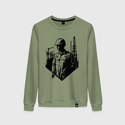 Свитшот хлопковый женский Промышленный труд нефтяника, цвет: авокадо