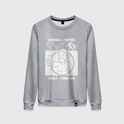 Свитшот хлопковый женский Поверхность никогда - убежище навсегда, цвет: меланж