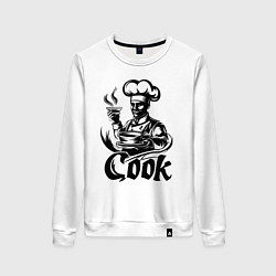 Свитшот хлопковый женский Повар готовит блюдо, цвет: белый