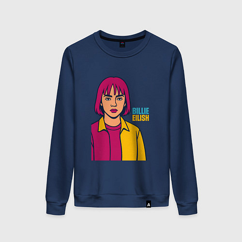 Женский свитшот Билли Айлиш в стиле рисунка / Тёмно-синий – фото 1
