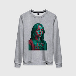 Свитшот хлопковый женский Билли Айлиш из объемных элементов, цвет: меланж